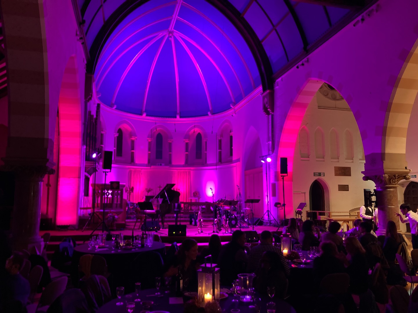 Church lighting rig and stage environment
